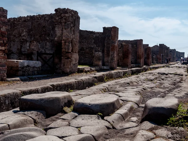 Ancient street of Pompeii Italy. Pompeii was destroyed and burie