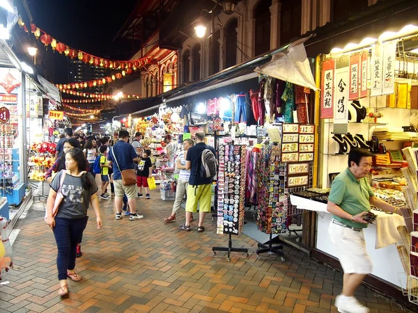 Shops and stores offer and sell a variety of local souvenir products to tourists in Chinatown, Singapore.