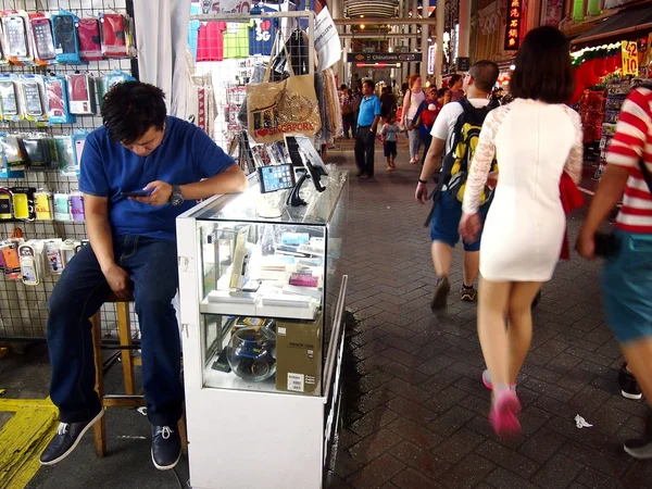 Shops and stores offer and sell a variety of local souvenir products to tourists in Chinatown, Singapore.
