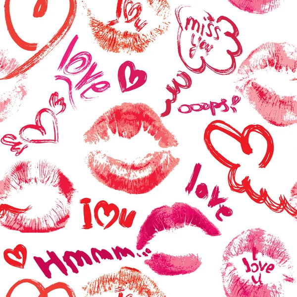 Seamless pattern with brush strokes and scribbles in heart shape