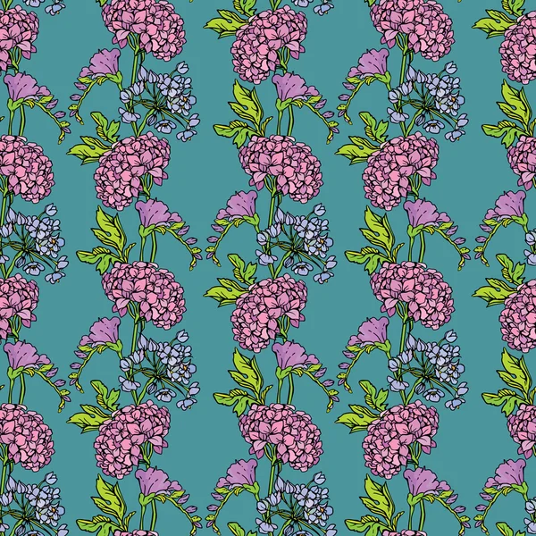 Seamless pattern with Realistic graphic flowers - gardenia and s
