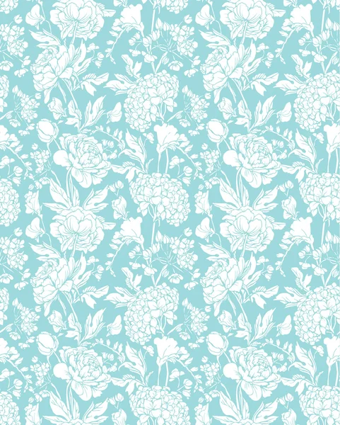 Seamless pattern with Realistic graphic flowers - sweet pea, peo