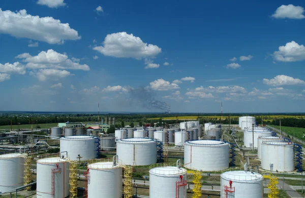 Big industrial oil tanks in a refinery base