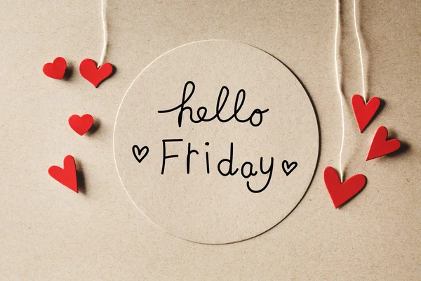 Hello Friday message with small hearts