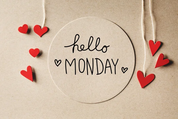 Hello Monday message with small hearts