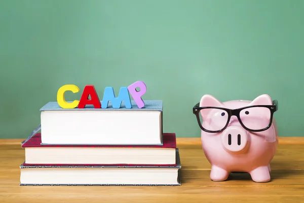 Educational summer camp theme with piggy bank