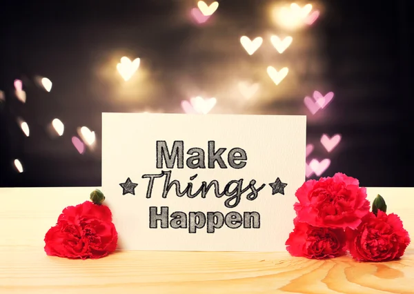 Make Things Happen message card with carnation flowers
