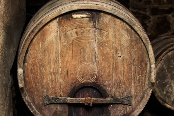Old wine barrles inside winery