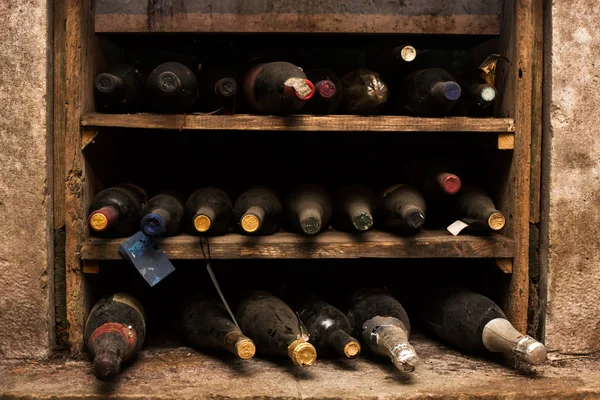 Vintage wine bottles with dust