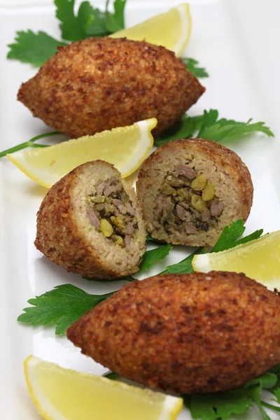 Homemade kibbeh, middle eastern food