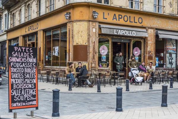 Bar terrace of Apollo cafe in Bordeaux. Aquitaine. France.