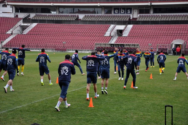 National Football Team of Romania during a training session agai