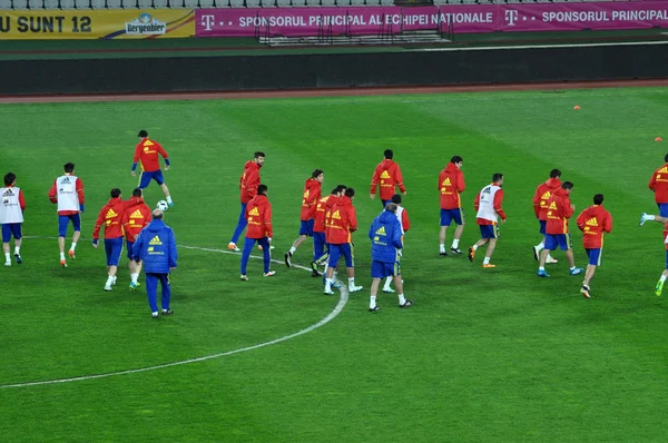 Spanish Football National Team players during the warm-up