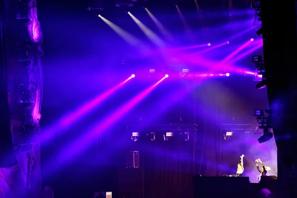 Stage lights at a live EDM concert