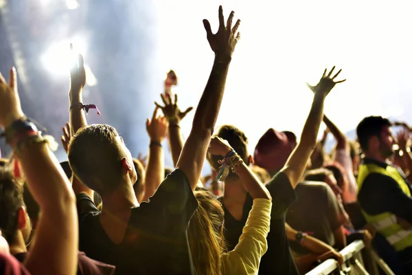 Crowd with raised arms at a live concert