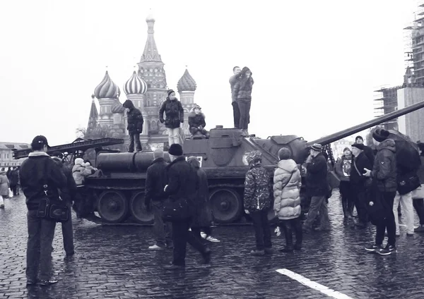 Vintage military equipment shown on the Red Square in Moscow