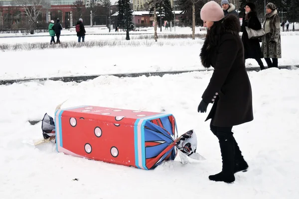 New Year decoration in the Gorky park in Moscow.