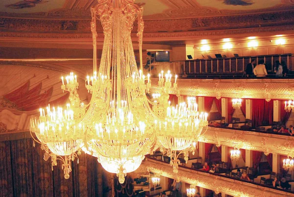 Beautiful chandelier in vintage style. Bolshoy theater historic building interior.