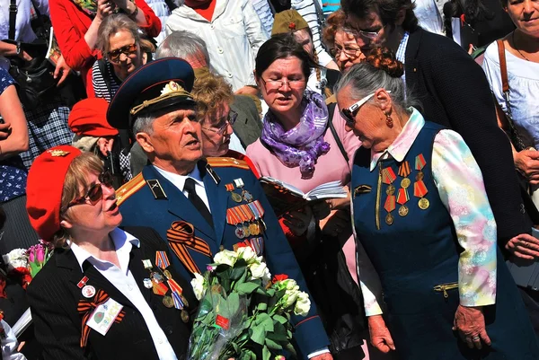 Portrait of war veterans. Victory Day celebration in Moscow.