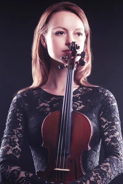 Portrait of beautiful woman with violin Player violinist