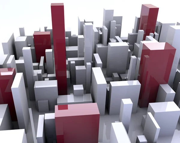 Simulation of a city with buildings