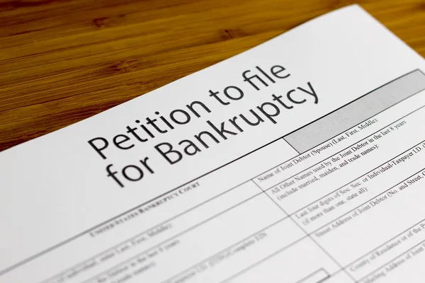 Close up of bankruptcy petition