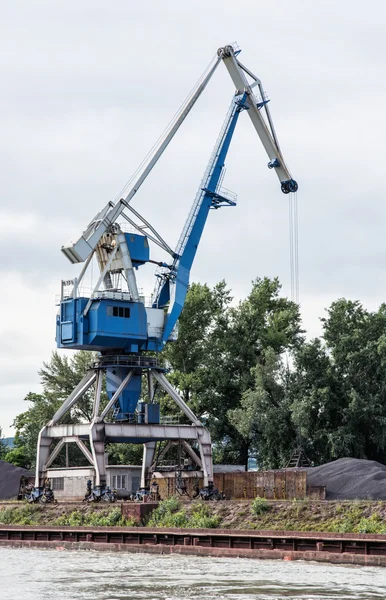 Blue crane in cargo port