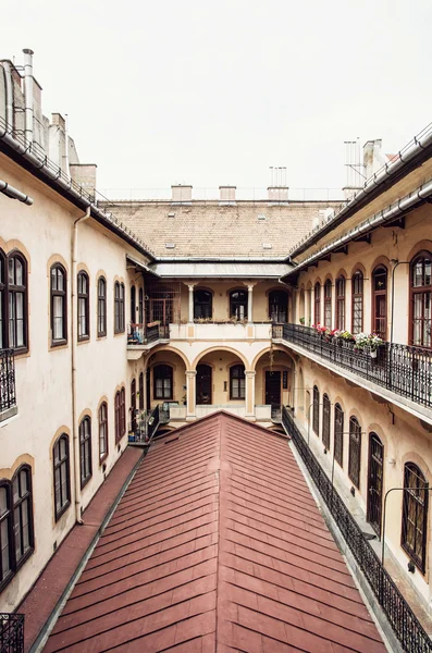 Courtyard of old building in historic centre of Budapest