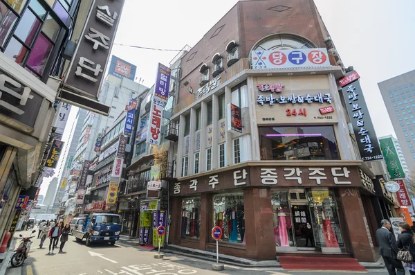 SEOUL, SOUTH KOREA - APRIL 18: Cheonggyecheon stream April 18, 2013 in Seoul, South Korea. The location is the premiere district for shopping in the city.