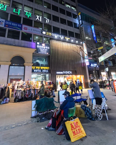 SEOUL - FEBRUARY 14: Myeong-Dong Neon Lights February 14, 2013 in Seoul, South Korea. The location is the premiere district for shopping in the city.