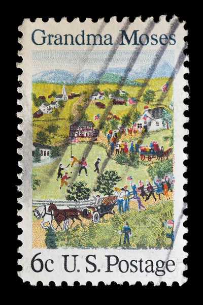 United States used postage stamp showing a homemade stitchwork