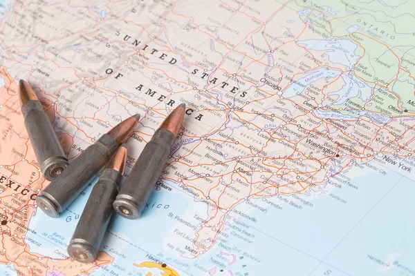 Bullets on the map of United States of America