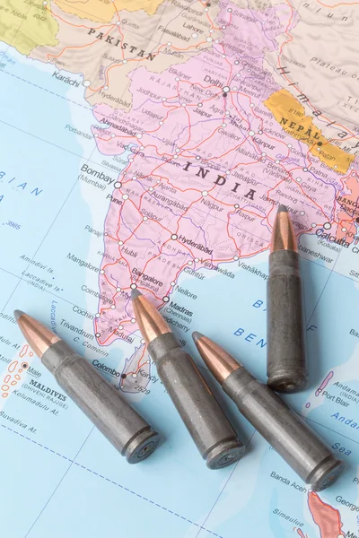 Bullets on the map of India