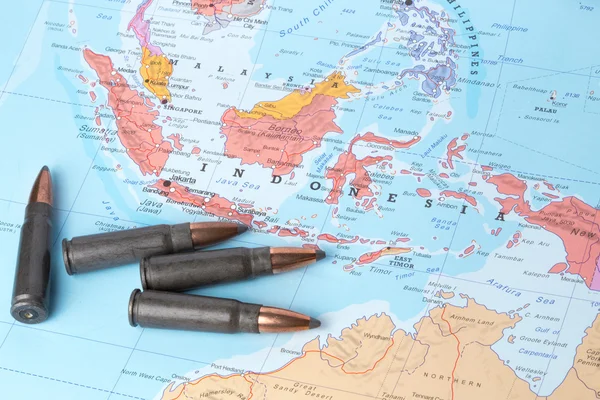 Bullets on the map of Indonesia