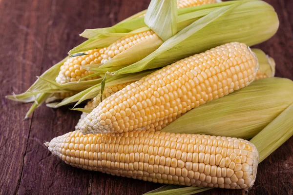 Corn isolated on a wooden