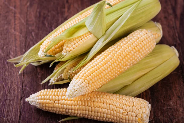 Corn isolated on a wooden