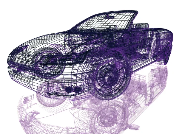 Framework of Model Car on White Background