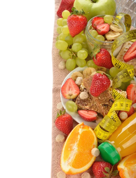 Various fruits on a white background