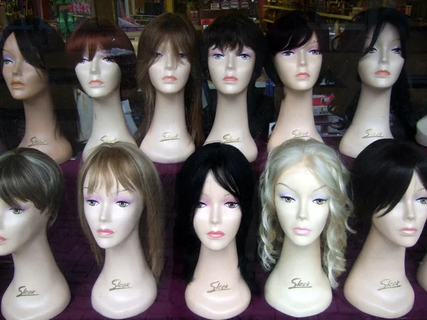 Mannequin Heads wearing Wigs