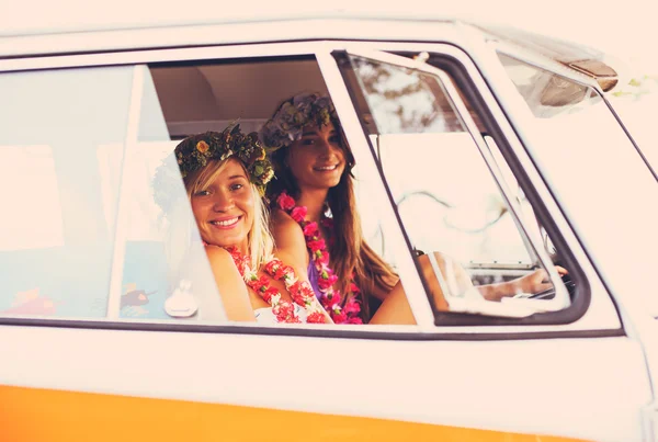 Beach Lifestyle Surfer Girls in Vintage Surf Van