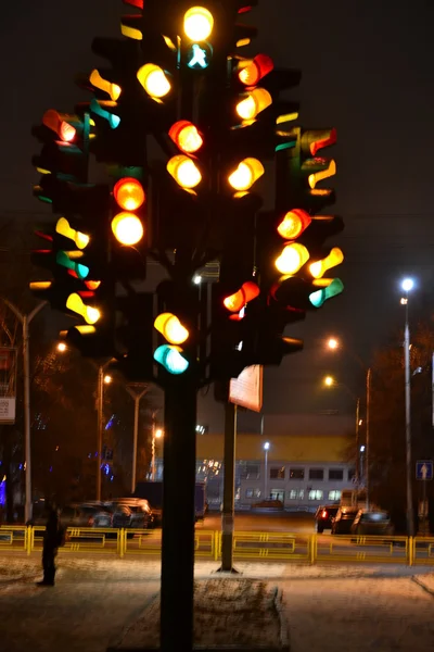 The monument to the traffic light.City Penza.