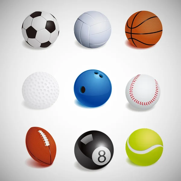 Sport balls on white background. Vector illustration.