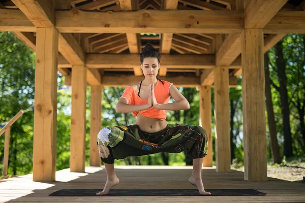 Girl is engaged in yoga