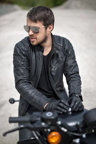 Cool man on the motorcycle