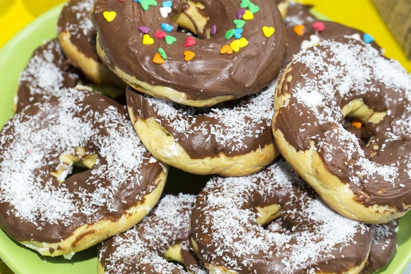 Dessert baking donuts with chocolate