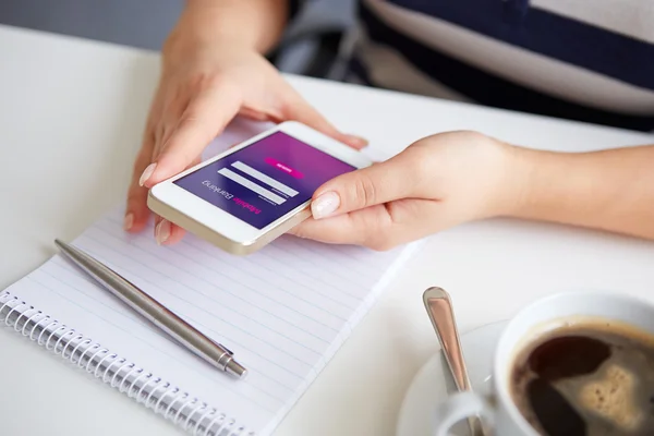 Female hands using mobile banking