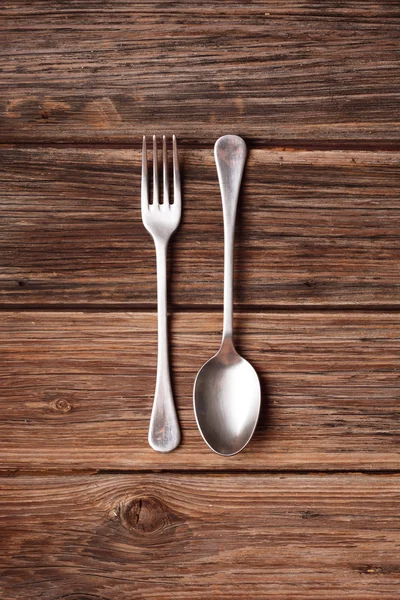 Metal cutlery on the table