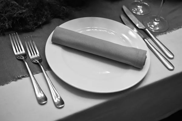 Set of cutlery on a linen tablecloth