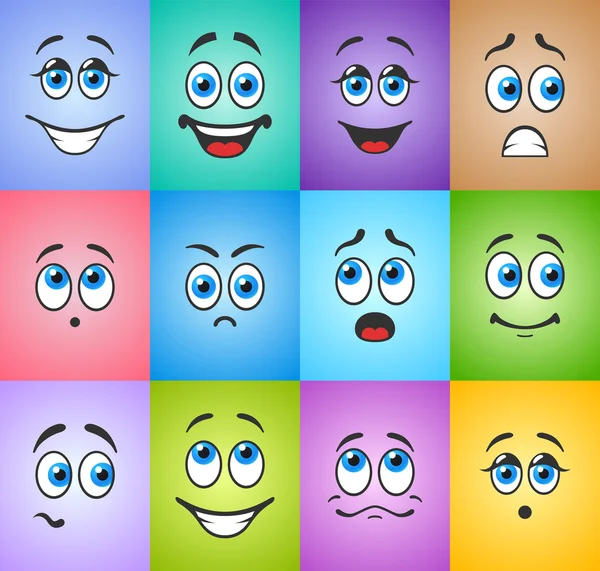 Emotions with eyes on colored background