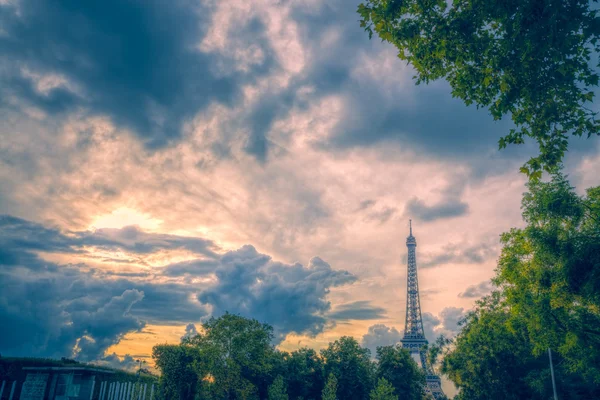 Evening clouds over Eiffel Tower